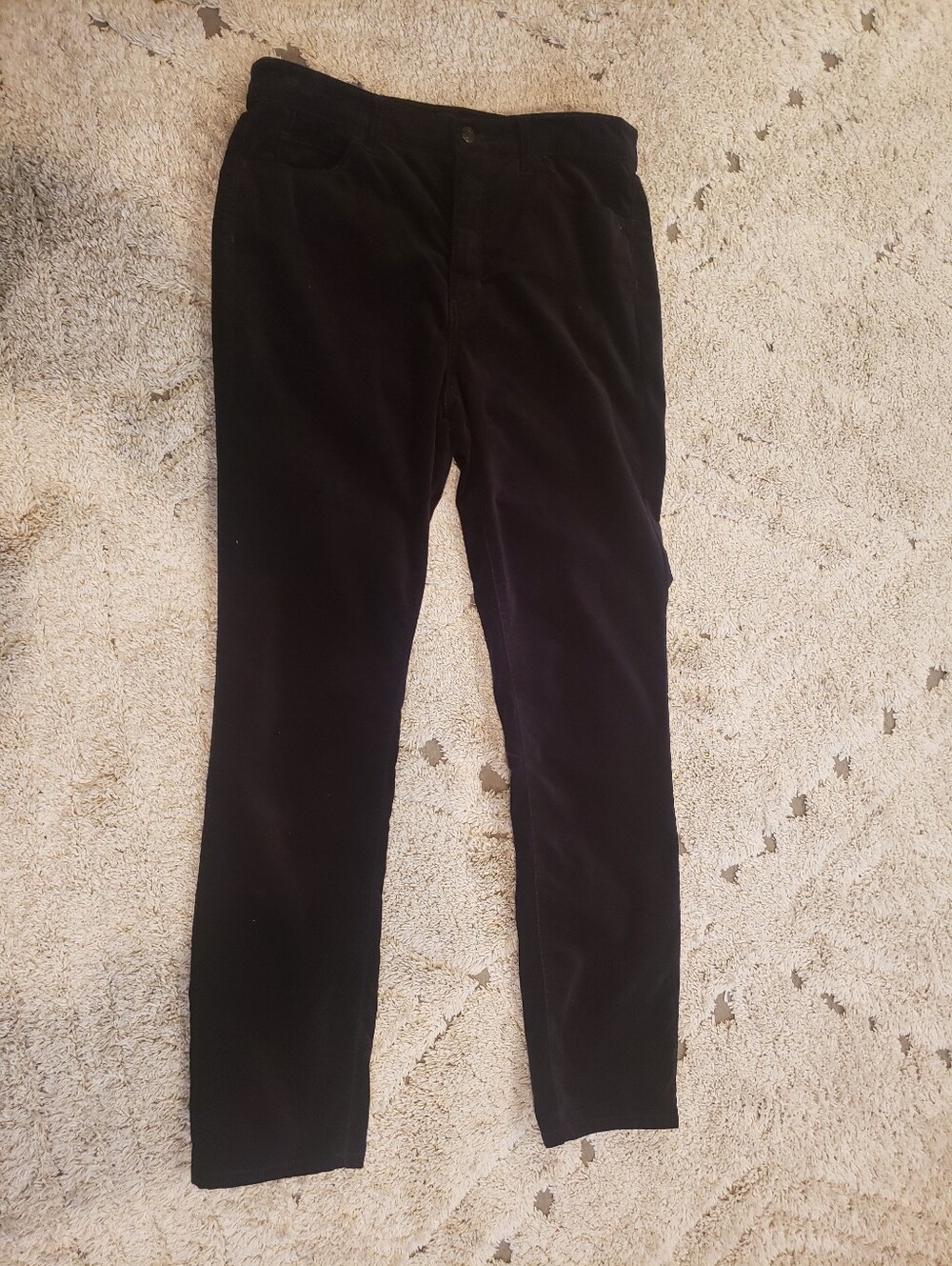 Talbots Velveteen Straight Leg Pant Black Size 8 High-Waist Full Leg EUC